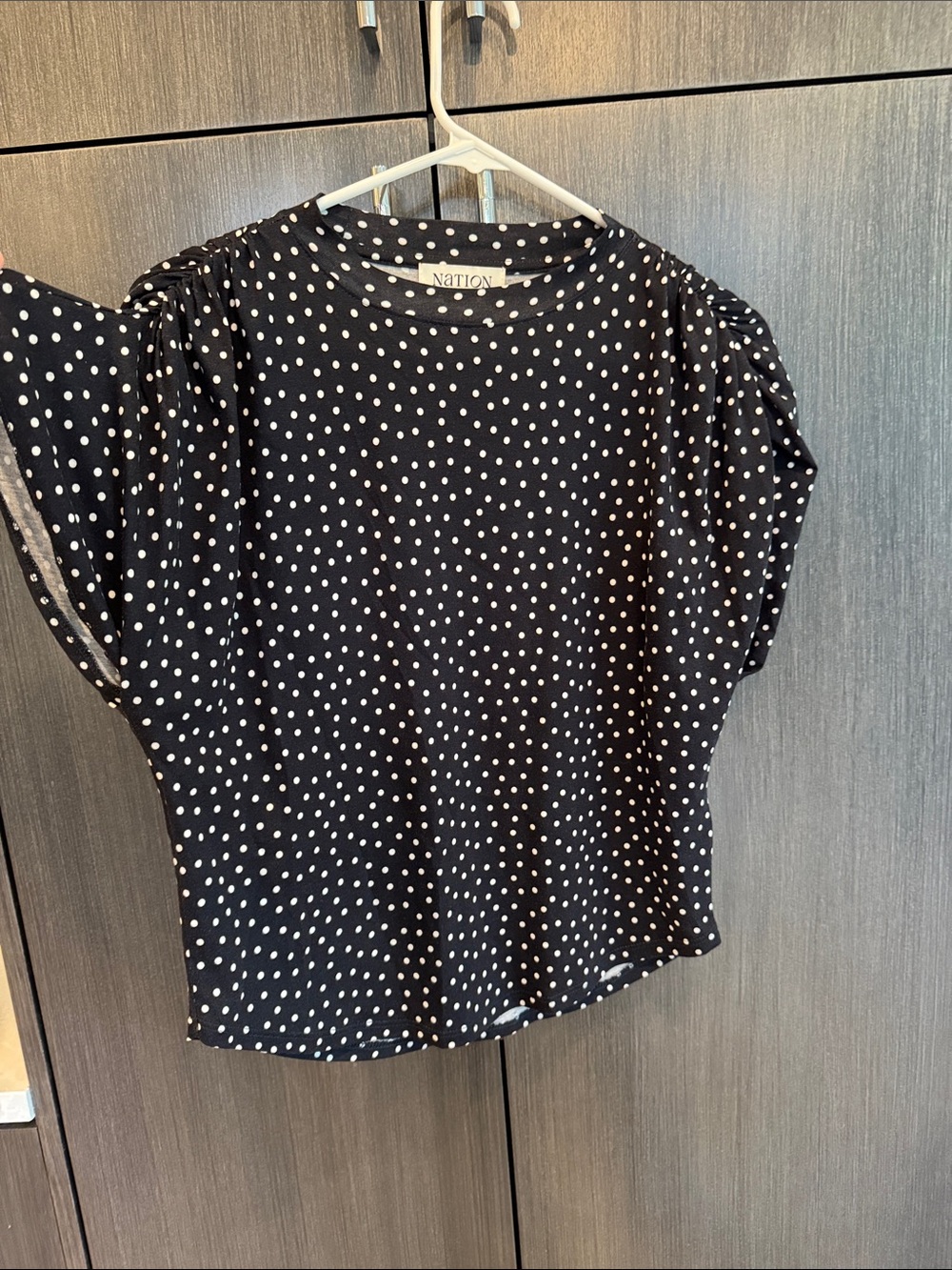 Nation LTD Black Top with White Polka Dots